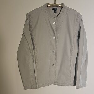 Eileen Fisher Large Cardigan/jacket. Grayish Color. Snapup With Pockets